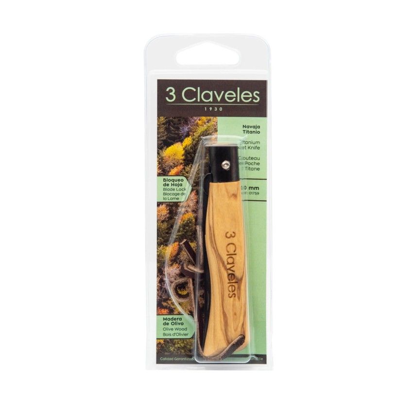 Navaja Titanio con cierre de seguridad y correa de piel
