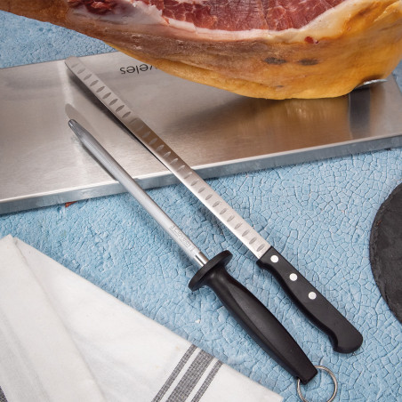 Set Cuchillo Jamonero Alveolado POM y Chaira