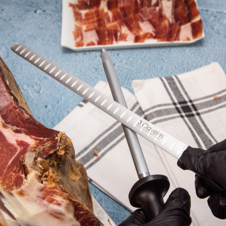 Set Cuchillo Jamonero Alveolado POM y Chaira